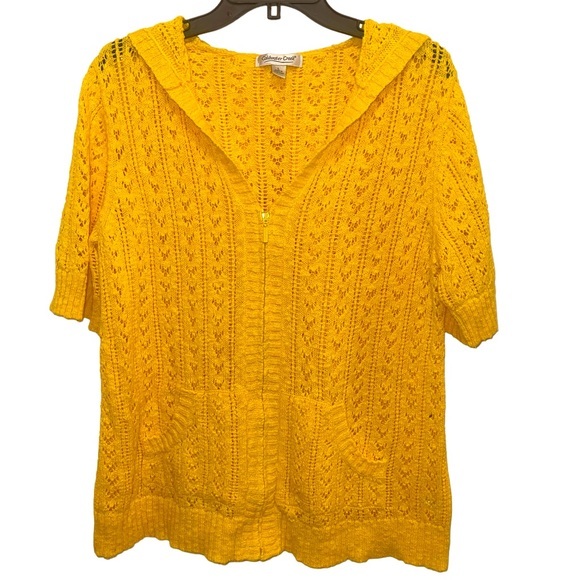 Coldwater Creek Yellow Front Zip Sweater Hoodie Size L - Picture 1 of 8